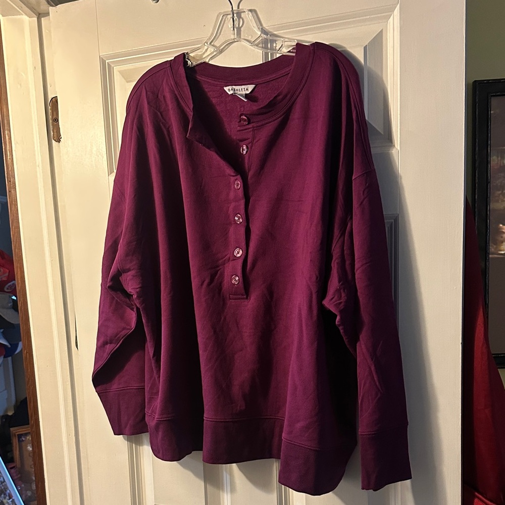 Athleta Plum Henley Button Pullover